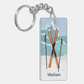 Winter Skiing aangepaste naamsleutelketen Sleutelhanger (Voorkant Links)