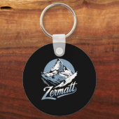 Winter Skiing Adventure, Zermatt Mountain Ski Fun Sleutelhanger (Voorkant)