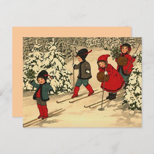 Winter Skiing Briefkaart (Voorkant / Achterkant)