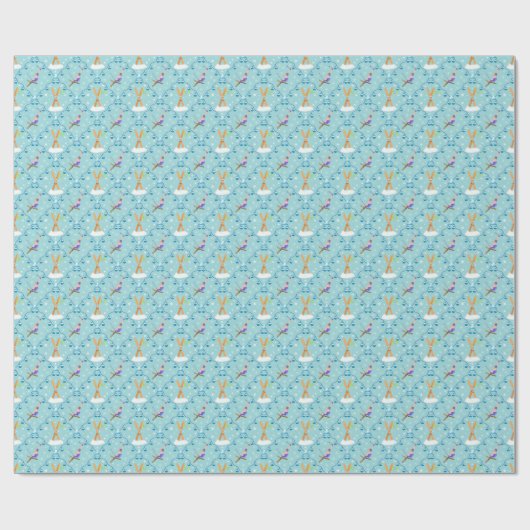 Winter Skiing Damask Cadeaupapier (Vlak)