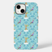 Winter Skiing Damask Case-Mate iPhone Case (Achterkant)