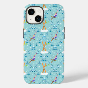 Winter Skiing Damask Case-Mate iPhone 14 Hoesje