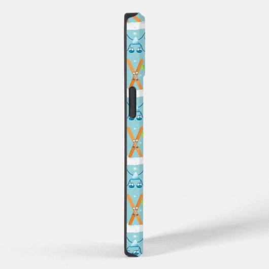 Winter Skiing Damask Case-Mate iPhone Case (Achterkant / Rechts)