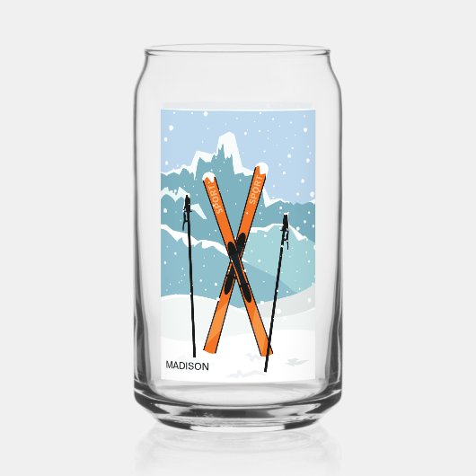 Winter Skiing, douanenaam Blikvorm Glas (Voorkant)