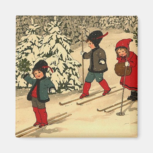 Winter Skiing Magneet (Voorkant)