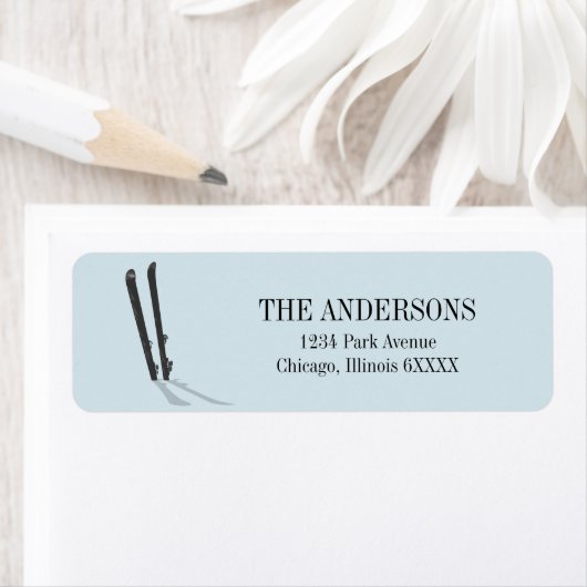 Winter Skiing Prettige feestdagen Adres Label (Insitu)