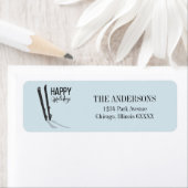 Winter Skiing Prettige feestdagen Adres Label (Insitu)