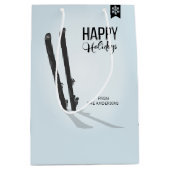 Winter Skiing Prettige feestdagen Gift Bag Medium Cadeauzakje (Voorkant)