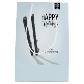 Winter Skiing Prettige feestdagen Gift Bag Medium Cadeauzakje (Achterkant)
