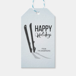 Winter Skiing Prettige feestdagen Gift Labels Cadeaulabel