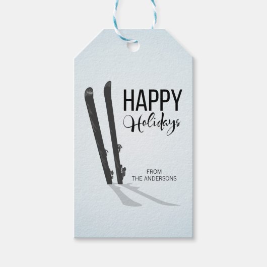 Winter Skiing Prettige feestdagen Gift Labels Cadeaulabel (Voorkant)