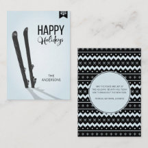 Winter Skiing Prettige feestdagen Mini Note Kaart