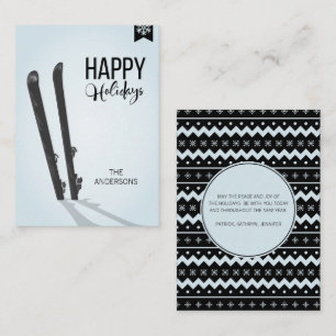 Winter Skiing Prettige feestdagen Mini Note Kaart Notitiekaartje