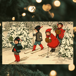 Winter Skiing Rechthoekige Sticker