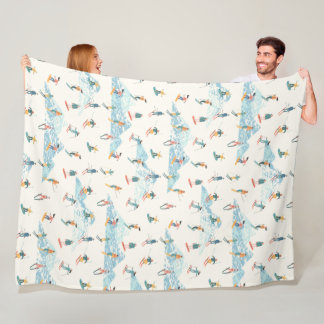 Winter Skiing Snow Mountains Pattern Sports Fleece Deken