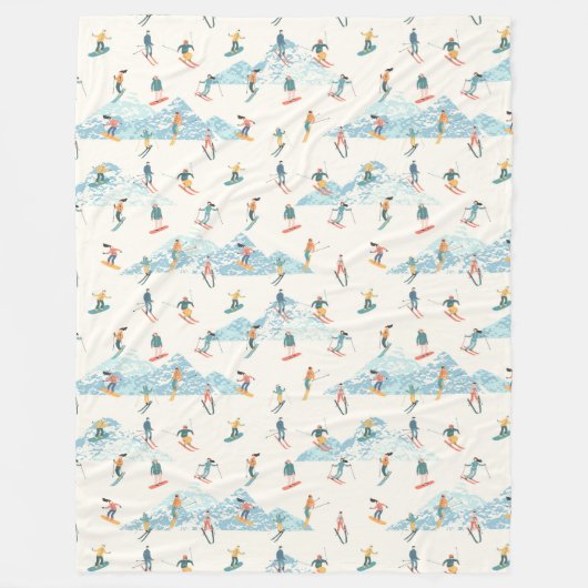 Winter Skiing Snow Mountains Pattern Sports Fleece Deken (Voorkant)