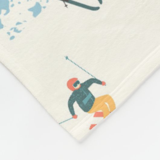Winter Skiing Snow Mountains Pattern Sports Fleece Deken (Hoek)
