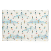 Winter Skiing Snow Mountains Pattern Sports Kussensloop (Achterkant)