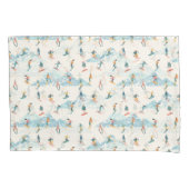 Winter Skiing Snow Mountains Pattern Sports Kussensloop (Voorkant)