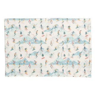Winter Skiing Snow Mountains Pattern Sports Kussensloop