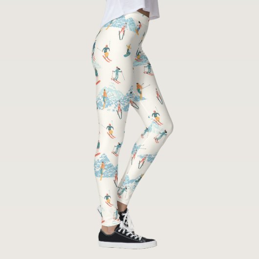 Winter Skiing Snow Mountains Skiers Leggings (Rechts)