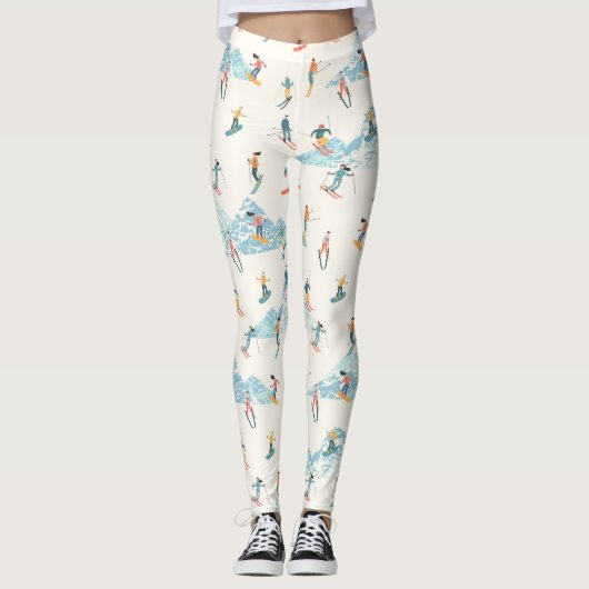 Winter Skiing Snow Mountains Skiers Leggings (Voorkant)
