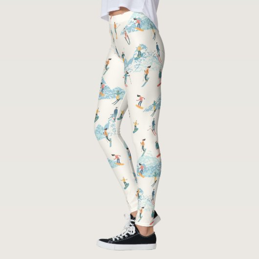 Winter Skiing Snow Mountains Skiers Leggings (Links)