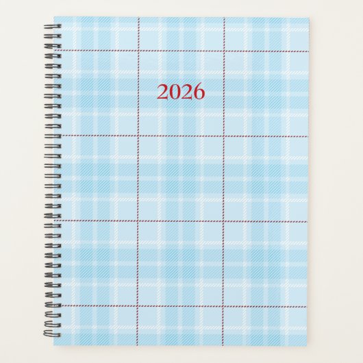 Winter Sky Blue Plaid Planner (Voorkant)