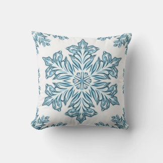 Winter Sky Blue Snowflake Kussen