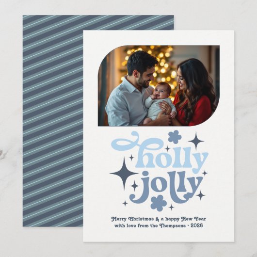 Winter Sky Modern Blue Christmas Photo Feestdagenkaart (Voorkant / Achterkant)