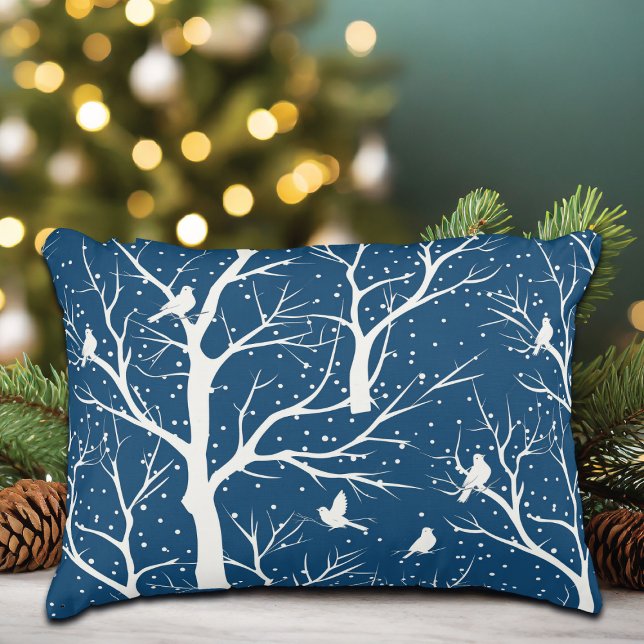  Winter Sky Witte Vogels Sneeuwvlokken Accent Kussen (Creator heeft geüpload)