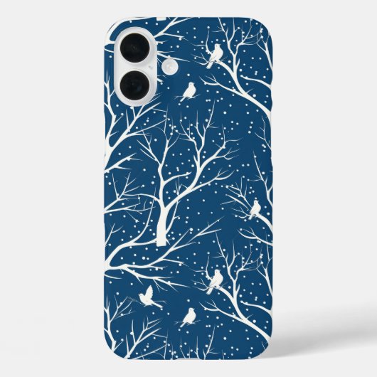  Winter Sky Witte Vogels Sneeuwvlokken Case-Mate iPhone Case (Achterkant)