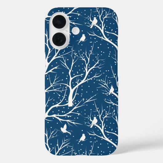  Winter Sky Witte Vogels Sneeuwvlokken Case-Mate iPhone Case (Achterkant)