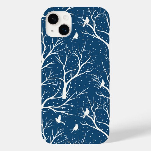  Winter Sky Witte Vogels Sneeuwvlokken Case-Mate iPhone Case (Achterkant)