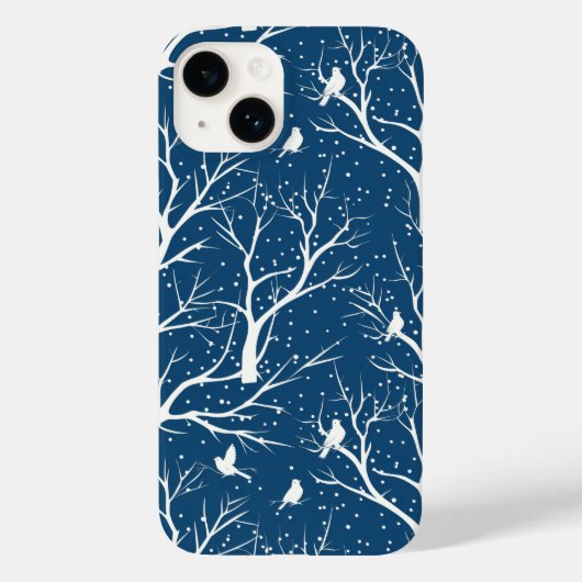  Winter Sky Witte Vogels Sneeuwvlokken Case-Mate iPhone Case (Achterkant)