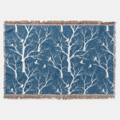 Winter Sky Witte Vogels Sneeuwvlokken Deken (Voorkant)