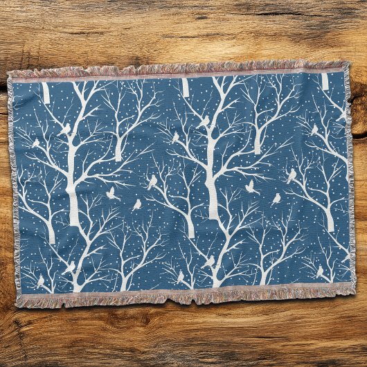 Winter Sky Witte Vogels Sneeuwvlokken Deken