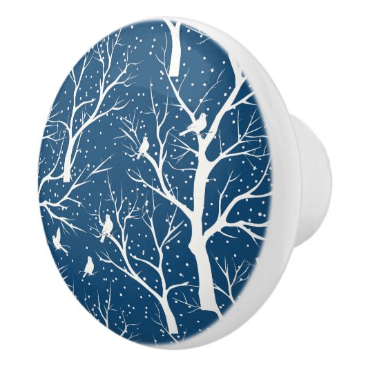  Winter Sky Witte Vogels Sneeuwvlokken Keramische Knop (Rechts)