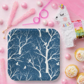  Winter Sky Witte Vogels Sneeuwvlokken Papieren Bordje (Feest)