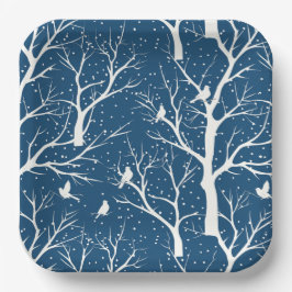  Winter Sky Witte Vogels Sneeuwvlokken Papieren Bordje