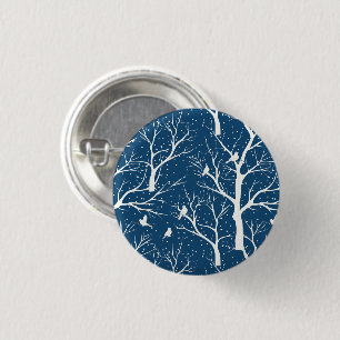  Winter Sky Witte Vogels Sneeuwvlokken Ronde Button 3,2 Cm