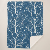 Winter Sky Witte Vogels Sneeuwvlokken Sherpa Deken (Voorkant)