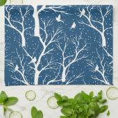  Winter Sky Witte Vogels Sneeuwvlokken Theedoek (Gevouwen)