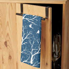  Winter Sky Witte Vogels Sneeuwvlokken Theedoek