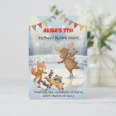 Winter Slapstick Ice Skating Birthday Invitation Kaart (Staand voorkant)