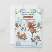 Winter Slapstick Ice Skating Birthday Invitation Kaart (Voorkant)
