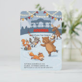 Winter Slapstick Ice Skating Birthday Invitation Kaart (Staand voorkant)
