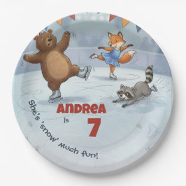 Winter Slapstick Ice Skating Birthday paperplate P Papieren Bordje