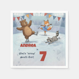Winter Slapstick Schaatsen Verjaardag papieren bor Servet