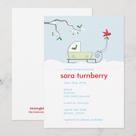 Winter Sled Baby shower Uitnodiging (Voorkant / Achterkant)
